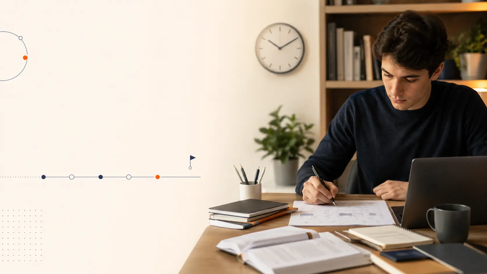 University student planning academic milestones and deadlines